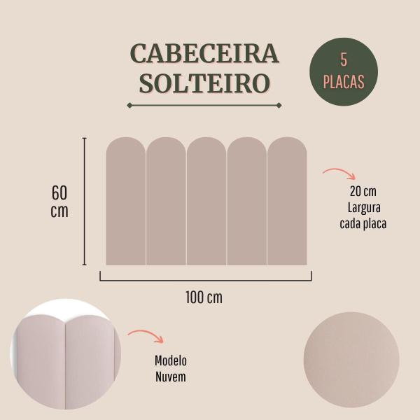 Imagem de Cabeceira Solteiro Nuvem Tecido Impermeável 100x60 Cama Box Modulada 