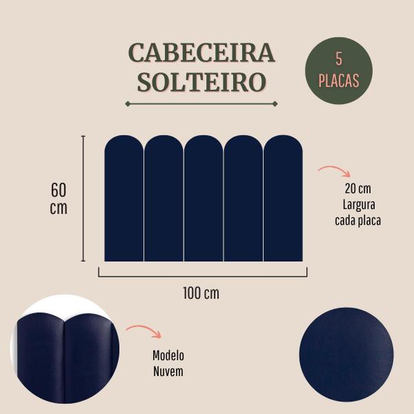 Imagem de Cabeceira Solteiro Nuvem Tecido Impermeável 100x60 Cama Box Modulada 