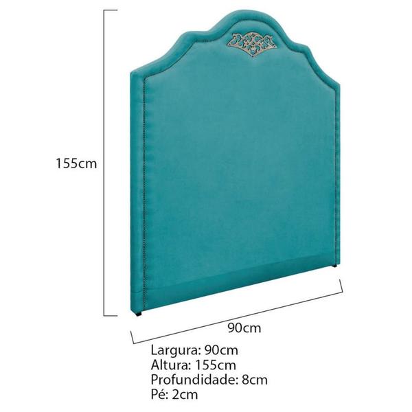 Imagem de Cabeceira Solteiro Orlando P02 90 cm para cama Box Suede Azul Turquesa - Amarena Móveis