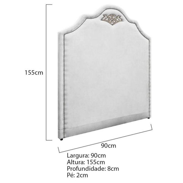 Imagem de Cabeceira Solteiro Orlando P02 90 cm para cama Box Suede Branco - Amarena Móveis