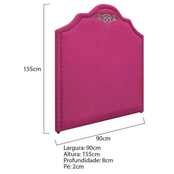 Imagem de Cabeceira Solteiro Orlando P02 90 cm para cama Box Suede Pink - Amarena Móveis