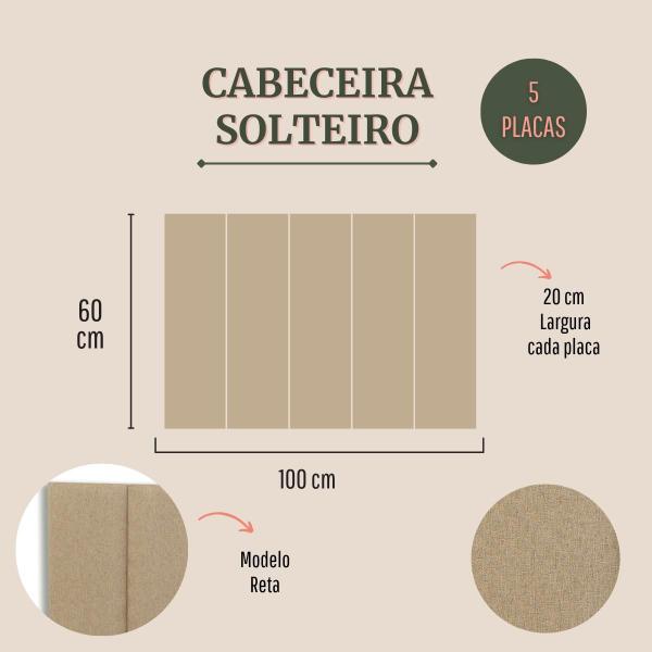 Imagem de Cabeceira Solteiro Reta Linho 100x60 Cama Box Modulada 