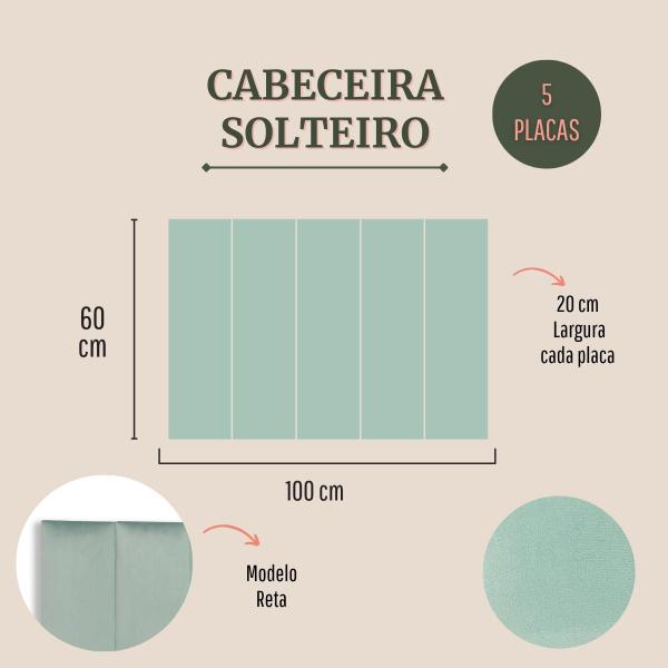 Imagem de Cabeceira Solteiro Reta Veludo 100x60 Cama Box Modulada 