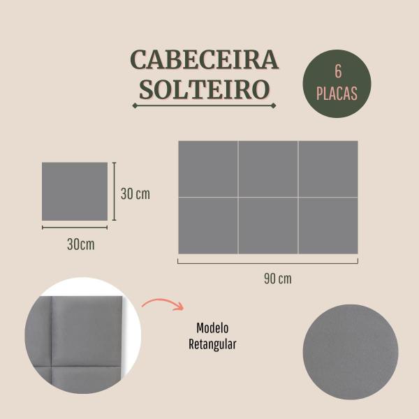 Imagem de Cabeceira Solteiro Retangular 90x60 Cama Box Modulada 