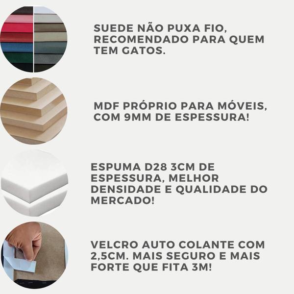 Imagem de Cabeceira Solteiro Suede Bege Placa Estofada Autocolante