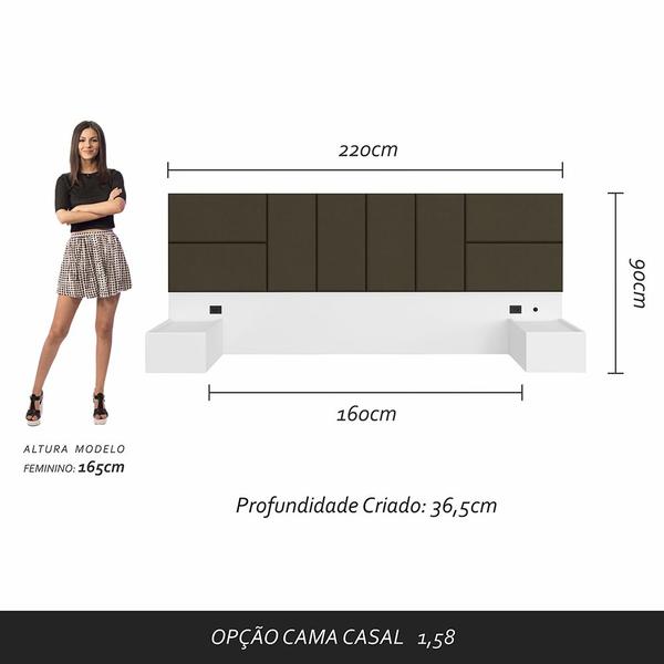 Imagem de Cabeceira Suspensa Cama Queen Com Led Malibu Bran/mar - M. Arapongas