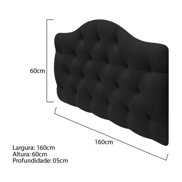 Imagem de Cabeceira Suspensa Imperatriz 160 cm Queen Size Suede Preto - Amarena Móveis