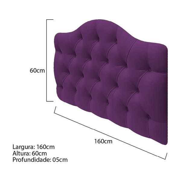 Imagem de Cabeceira Suspensa Imperatriz 160 cm Queen Size Suede Roxo - ADJ Decor