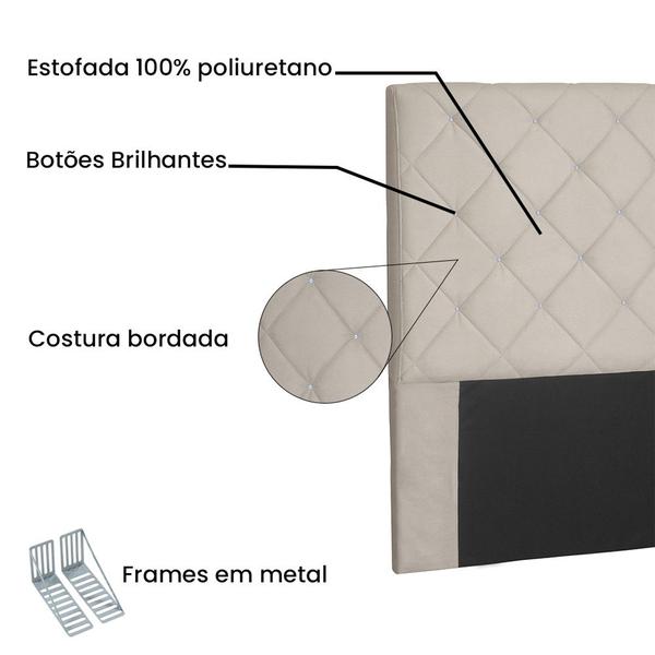 Imagem de Cabeceira Tania Para Cama Box Queen 160 cm Suede Bege - D'Rossi