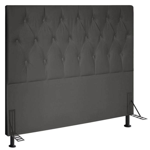 Imagem de Cabeceira Topázio Cama Box King 195cm Suede Grafite