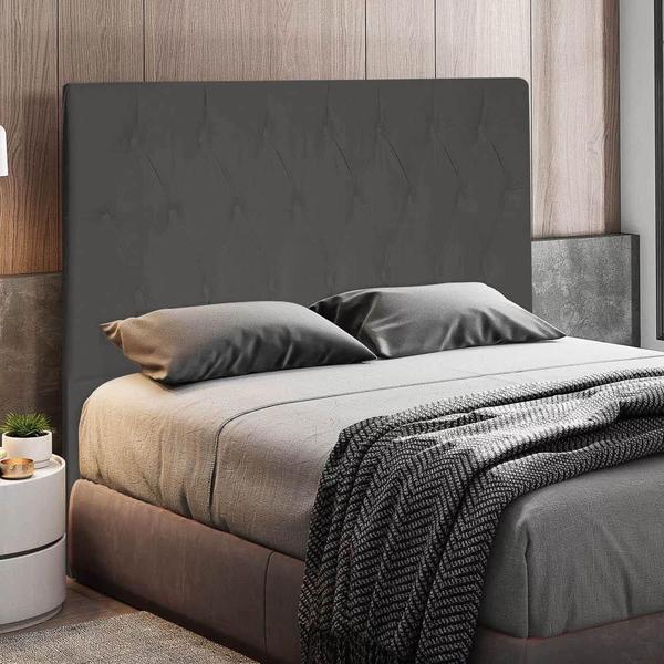 Imagem de Cabeceira Topázio Cama Box King 195cm Suede Grafite