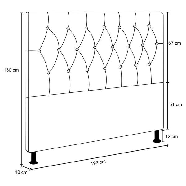 Imagem de Cabeceira Topázio Para Cama Box King 195 cm material sintético Branco - D'Rossi