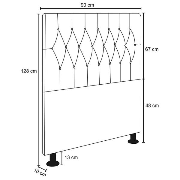 Imagem de Cabeceira Topázio Para Cama Box Solteiro 90 cm material sintético Bege - D'Rossi