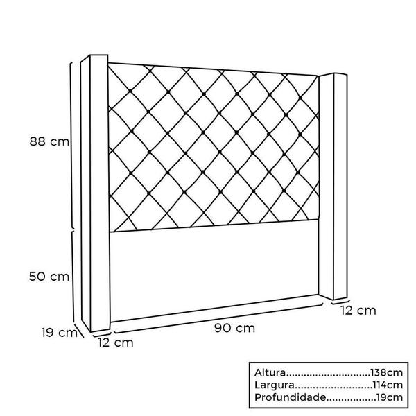 Imagem de Cabeceira Vicenza Cama Box Solteiro 90Cm Linho Areia