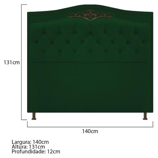 Imagem de Cabeceira Yasmim Estofada Capitonê 140 cm para Cama Quarto Box Casal Suede Verde - Amarena