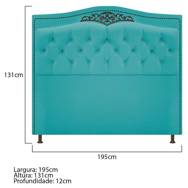 Imagem de Cabeceira Yasmim Estofada Capitonê 195 cm para Cama Quarto Box King Size Suede Azul Turquesa - Amarena