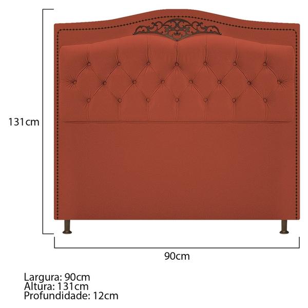 Imagem de Cabeceira Yasmim Estofada Capitonê 90 cm para Cama Quarto Box Solteiro Suede Terracota - Amarena