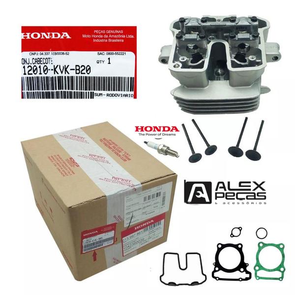 Imagem de Cabeçote original Cb 300 Xre 300 Vela Fina Kit com Válvulas, Retentores, kit de juntas e guarnições