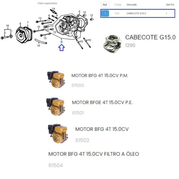 Cabeçote Para Motor á Gasolina 15.0hp Buffalo Original Imagem de Cabeçote Para Motor á Gasolina 15.0hp Buffalo Original