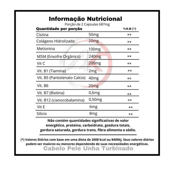 Imagem de Cabelo, Pele E Unha Turbinado 60 Cápsulas- 3 Unidades