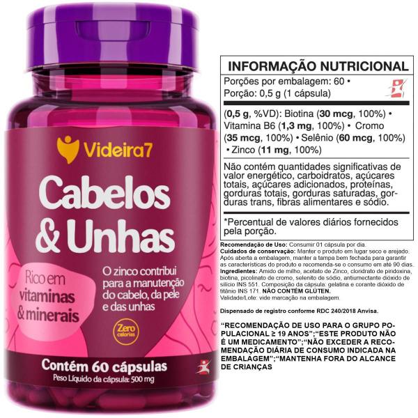 Imagem de Cabelos E Unhas Rico Em Vitaminas E Minerais 60 Cápsulas