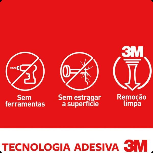 Imagem de Cabide 3M 2 Ganchos Pequeno Com 4 Adesivos Branco 