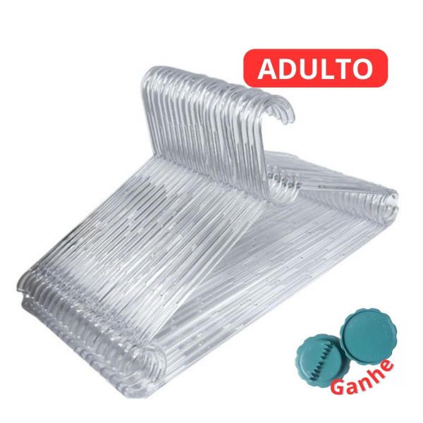 Cabide adulto acrilico transparente 30un acompanha triturador - ABCoisas Imagem de Cabide adulto acrilico transparente 30un acompanha triturador