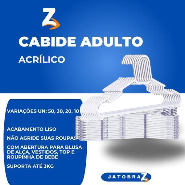 Imagem de Cabide Adulto Acrílico Transparente Kit 50 a 10 Cabides Reforçado Organizar Roupas