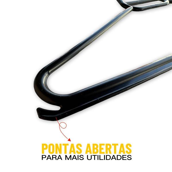 Imagem de Cabide Adulto Kit 20 Unidades Preto Para Roupas