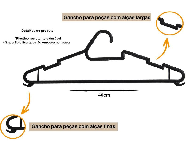 Imagem de Cabide Adulto Resistente Reforçado Kit 30 Unidades Atacado Barato