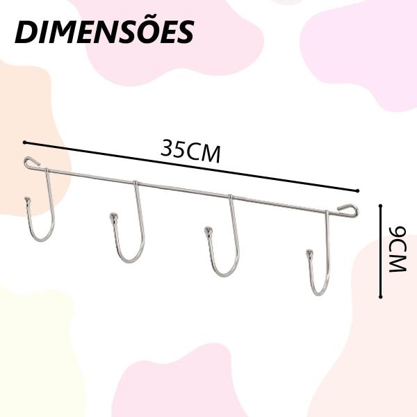 Imagem de Cabide com 4 ganchos porta toalha cromado de parede multiuso