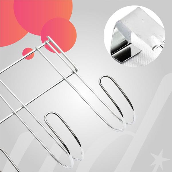 Cabide com 5 ganchos para porta prateado - Dasshaus Resistente Roupas Louças Imagem de Cabide com 5 ganchos para porta prateado
