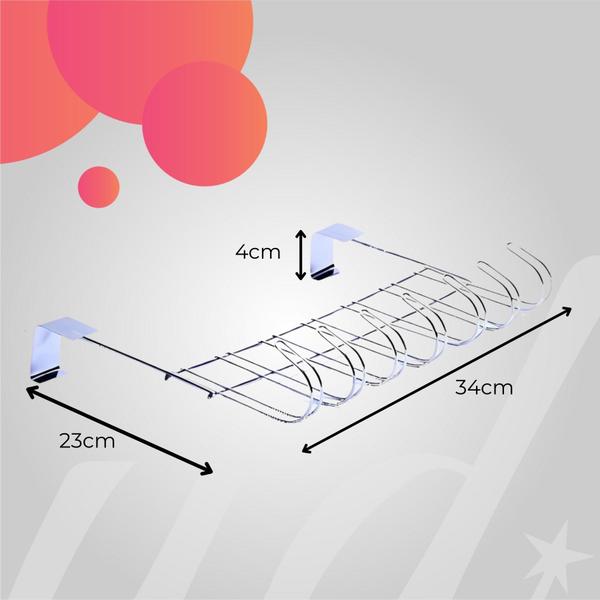 Imagem de Cabide de 7 Ganchos Feito de Aço E Arame Encaixa na Porta