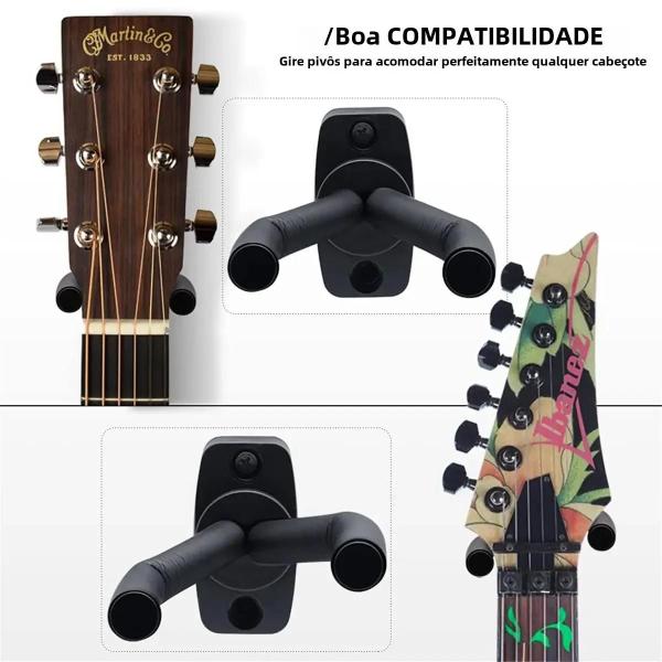 Imagem de Cabide De Guitarra De Montagem Em Parede Preto Para Guitarras De Todos Os Tamanhos Baixo Bandolim