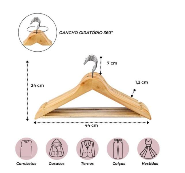 Imagem de Cabide de Madeira Marfim Premium Kit com 40 Pecas