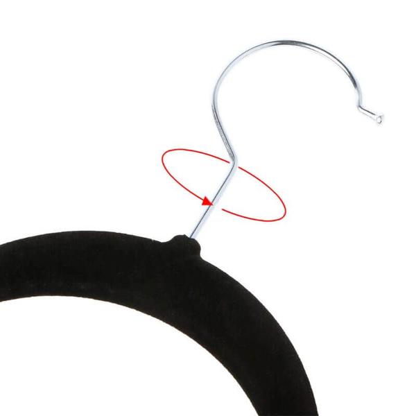 Cabide de Veludo Adulto com Gravateiro 42cm Preto - 10 pecas - LOLADECOR Imagem de Cabide de Veludo Adulto com Gravateiro 42cm Preto - 10 pecas