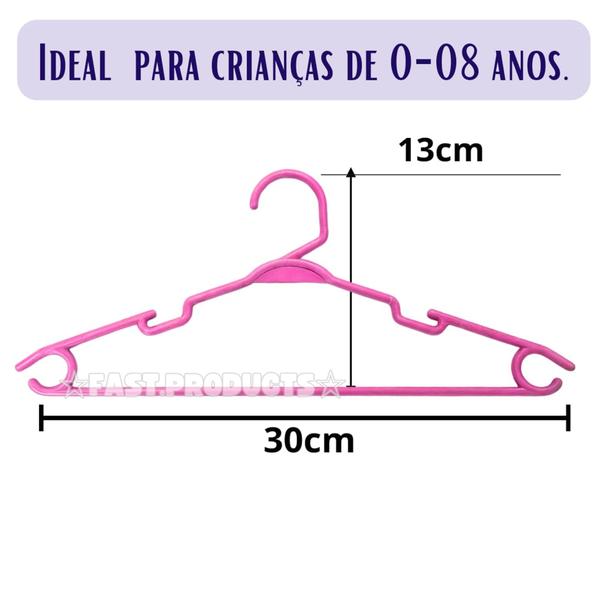 Cabide infantil 50 unidades rosa baby + surpresa. - J.F Industria Imagem de Cabide infantil 50 unidades rosa baby + surpresa.
