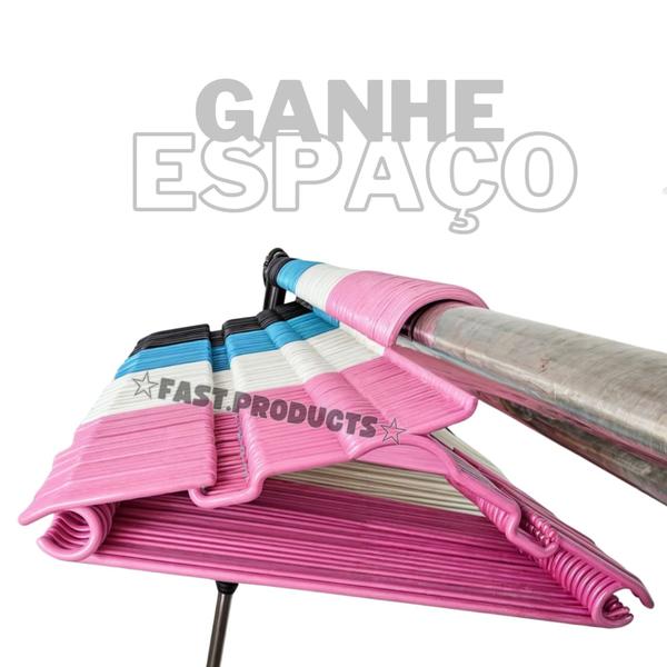 Cabide infantil 50 unidades rosa baby + surpresa. - J.F Industria Imagem de Cabide infantil 50 unidades rosa baby + surpresa.