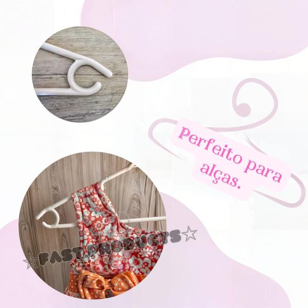 Cabide infantil 50 unidades rosa baby + surpresa. - J.F Industria Imagem de Cabide infantil 50 unidades rosa baby + surpresa.