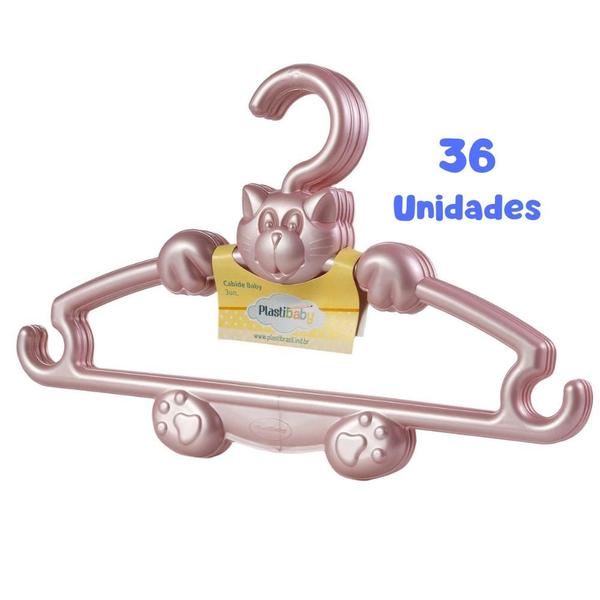 Imagem de Cabide Infantil Bebe Baby 36 Peças Gatinho Plástico Decoração