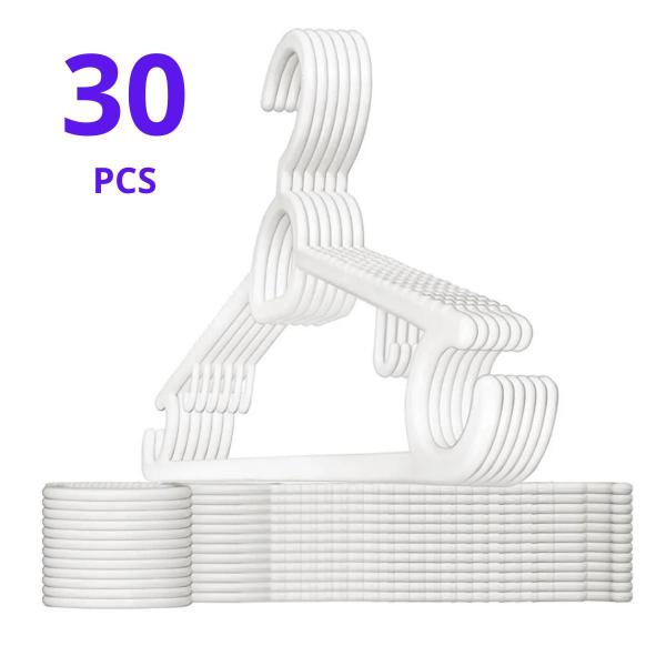 Cabide Kit Com 30 Unidades Reforçado Adulto Resistente Qualidade Premium - BRANCO - CS CABIDES Imagem de Cabide Kit Com 30 Unidades Reforçado Adulto Resistente Qualidade Premium - BRANCO