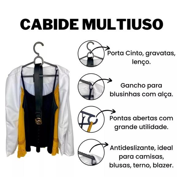 Cabide Kit Com 30 Unidades Reforçado Adulto Resistente Qualidade Premium - BRANCO - CS CABIDES Imagem de Cabide Kit Com 30 Unidades Reforçado Adulto Resistente Qualidade Premium - BRANCO