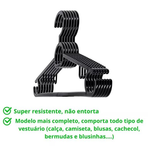Cabide Kit Com 30 Unidades Reforçado Adulto Resistente Qualidade Premium - BRANCO - CS CABIDES Imagem de Cabide Kit Com 30 Unidades Reforçado Adulto Resistente Qualidade Premium - BRANCO