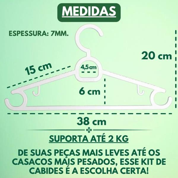 Cabide Kit Com 30 Unidades Reforçado Adulto Resistente Qualidade Premium - BRANCO - CS CABIDES Imagem de Cabide Kit Com 30 Unidades Reforçado Adulto Resistente Qualidade Premium - BRANCO