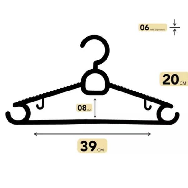 Cabide Kit Com 30 Unidades Reforçado Adulto Resistente Qualidade Premium - BRANCO - CS CABIDES Imagem de Cabide Kit Com 30 Unidades Reforçado Adulto Resistente Qualidade Premium - BRANCO