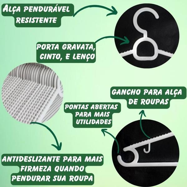 Cabide Kit Com 30 Unidades Reforçado Adulto Resistente Qualidade Premium - BRANCO - CS CABIDES Imagem de Cabide Kit Com 30 Unidades Reforçado Adulto Resistente Qualidade Premium - BRANCO