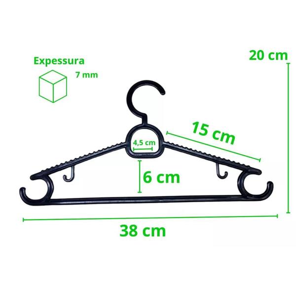 Cabide Kit Com 30 Unidades Reforçado Adulto Resistente Qualidade Premium - BRANCO - CS CABIDES Imagem de Cabide Kit Com 30 Unidades Reforçado Adulto Resistente Qualidade Premium - BRANCO