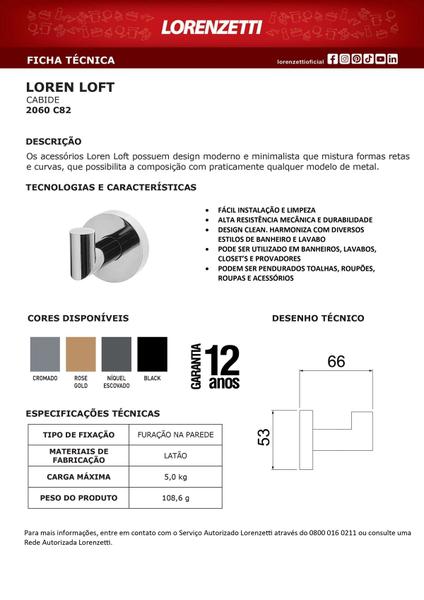 Imagem de Cabide Lorenzetti Loren Loft 2060 C82 Cromado