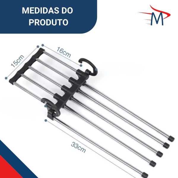 Imagem de Cabide Multifuncional Organizador Inox Retrátil 5 Divisórias