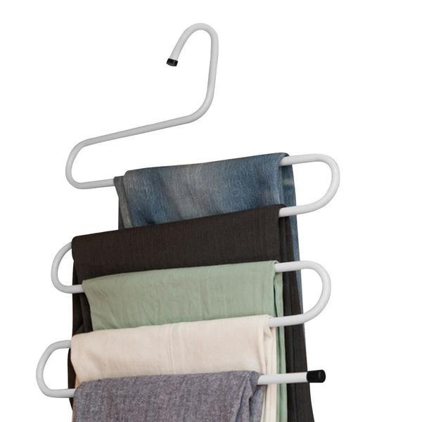 Cabide Organizador Multiuso em Aço Branco p Calças 5 em 1 - Open Star Imagem de Cabide Organizador Multiuso em Aço Branco p Calças 5 em 1